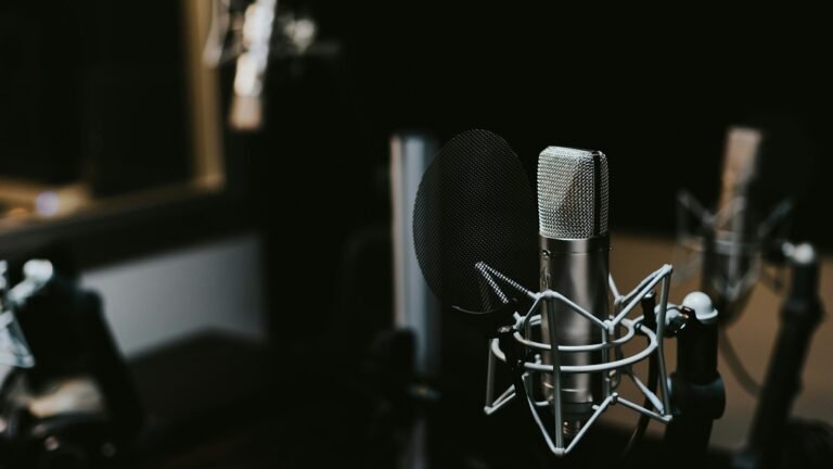 Micro de studio à condensateur en gros plan